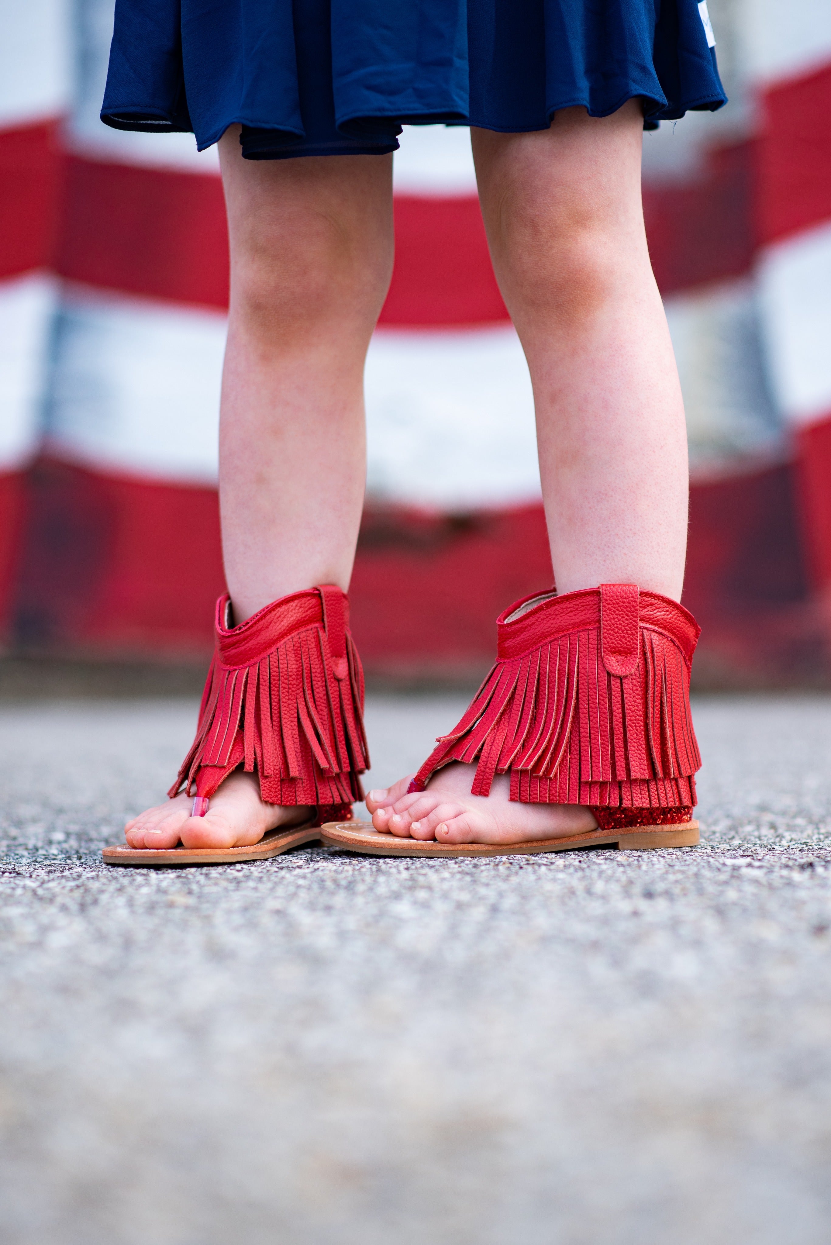 [Red] Fringe Sandals