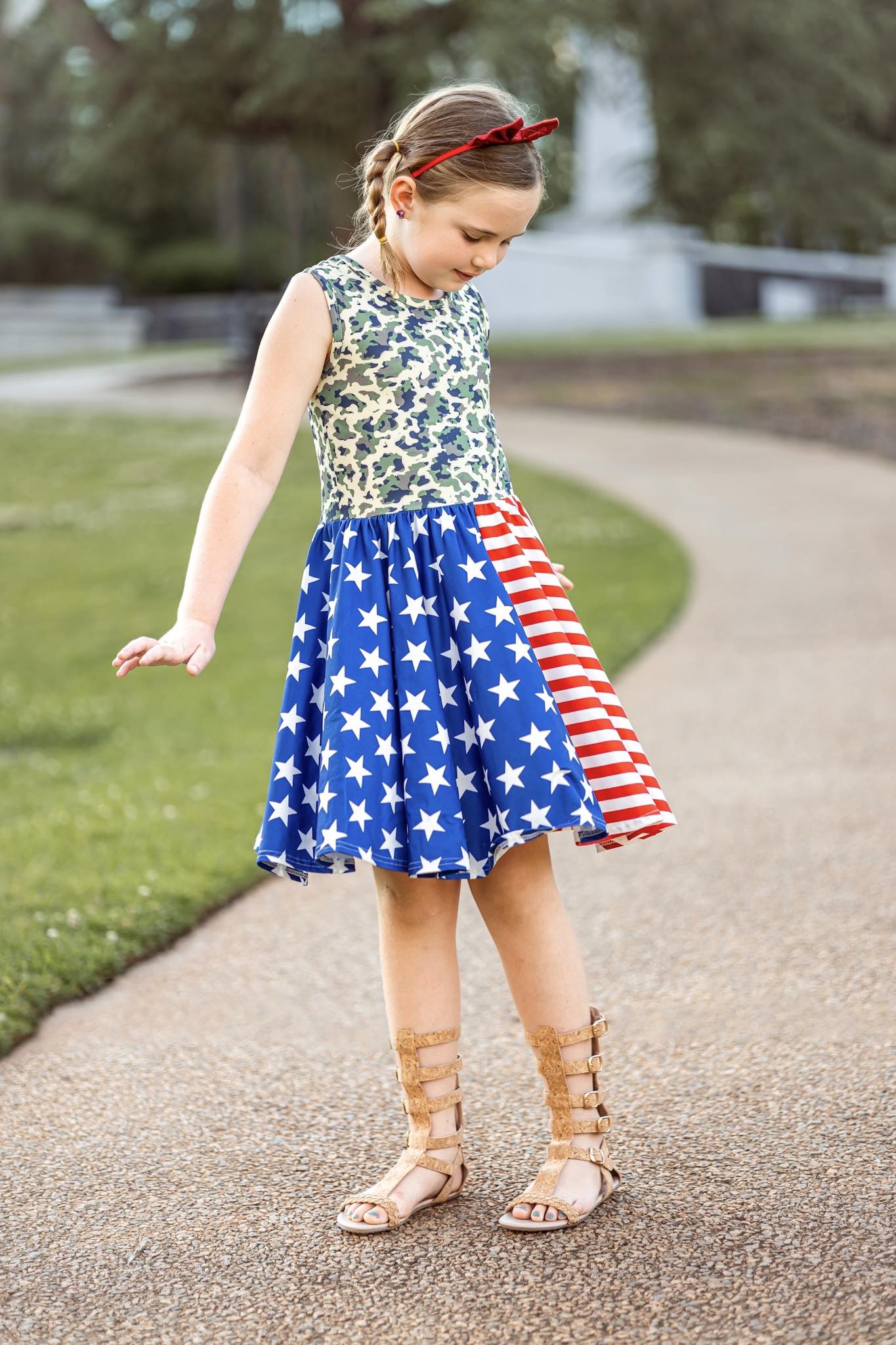 [Camo + Stripes] Twirl Dress