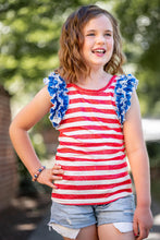 Load image into Gallery viewer, [Red Stripes w/ Blue Stars] Ruffle Tank

