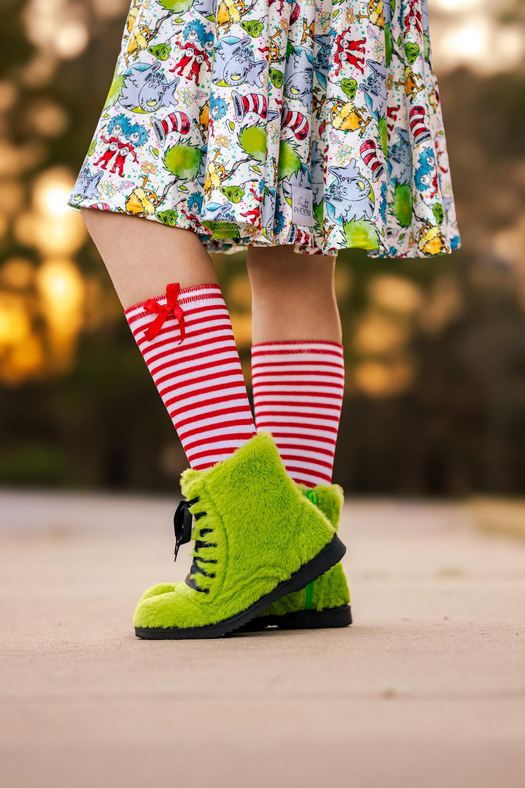 [Green] Faux Fur Combat Boots