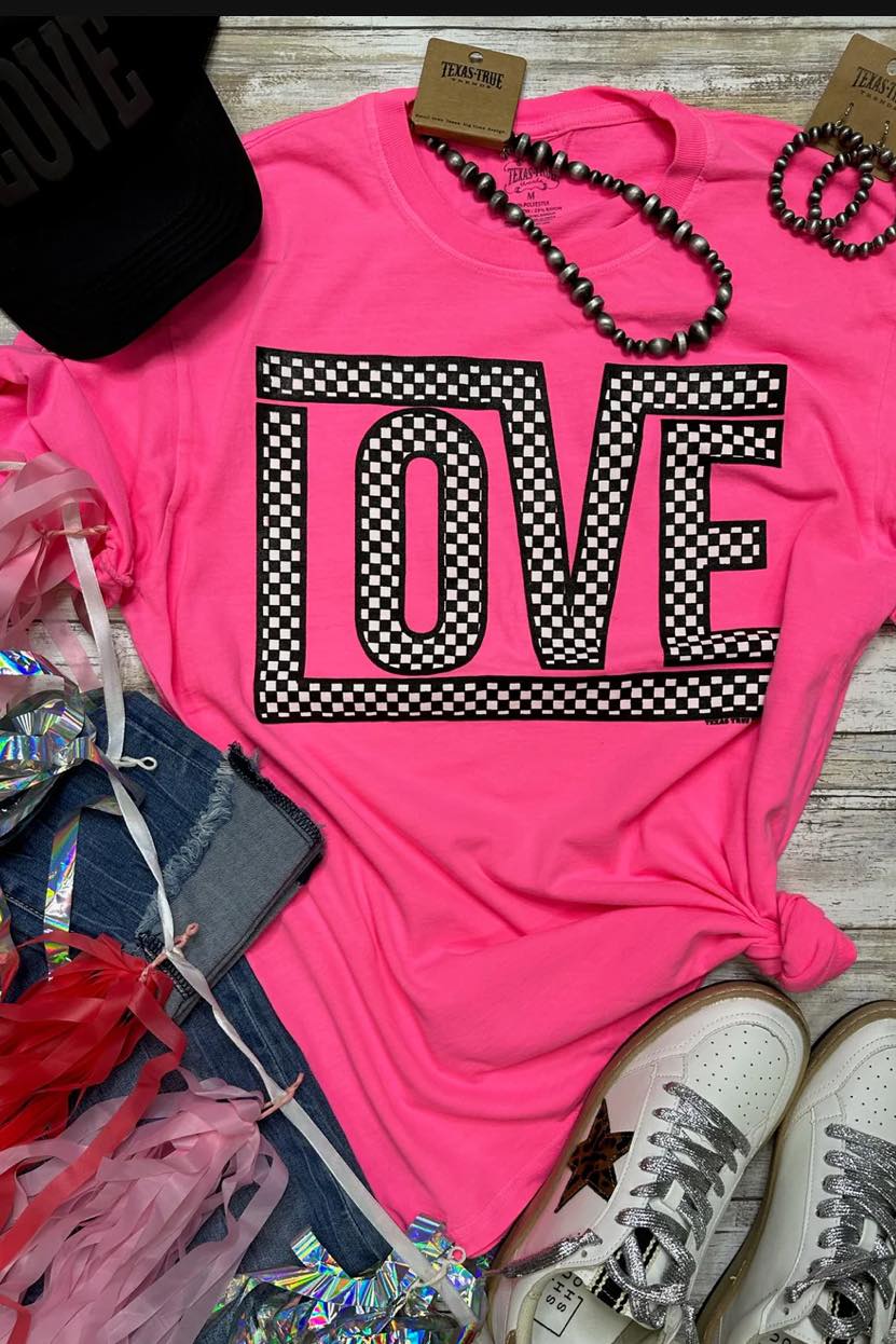[Checkered Love] MAMA + MINI Hot Pink Tee Shirt