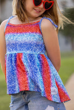 Load image into Gallery viewer, [Striped Sparkles] Peplum w/ Tie Straps + Faux Glitter
