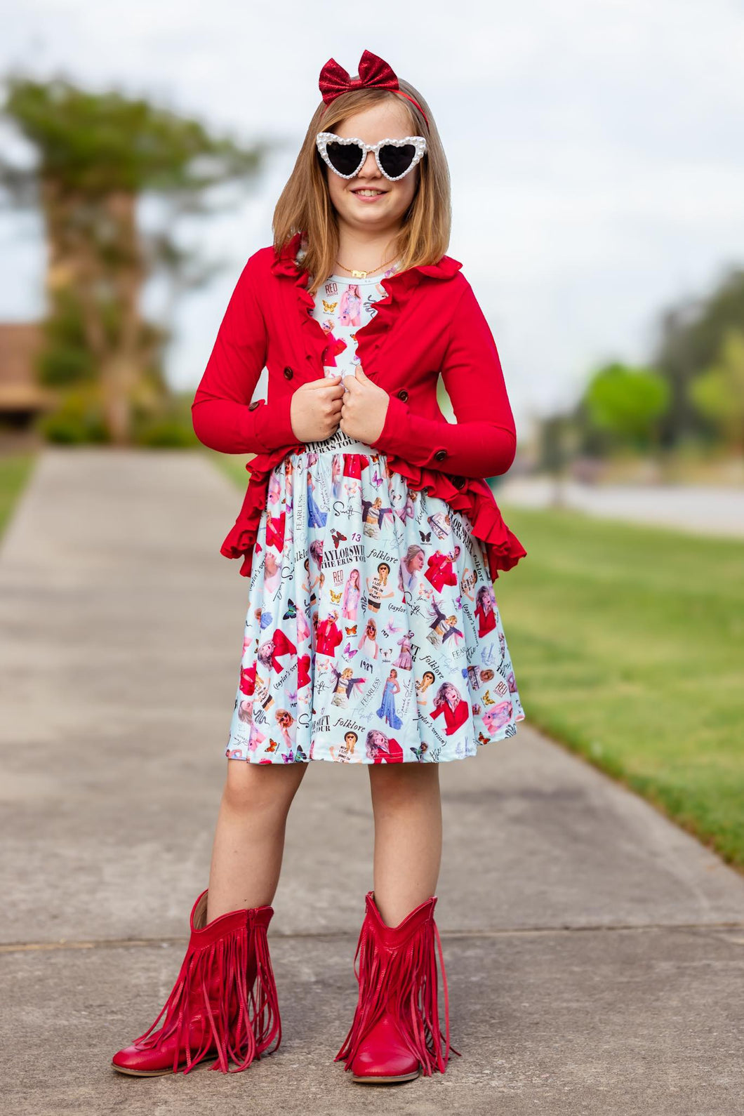 [Red] High Low Ruffle Cardi