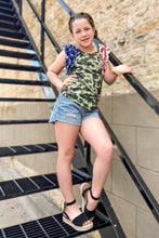 Load image into Gallery viewer, [Camo w/ Stars + Stripes] Ruffle Tank
