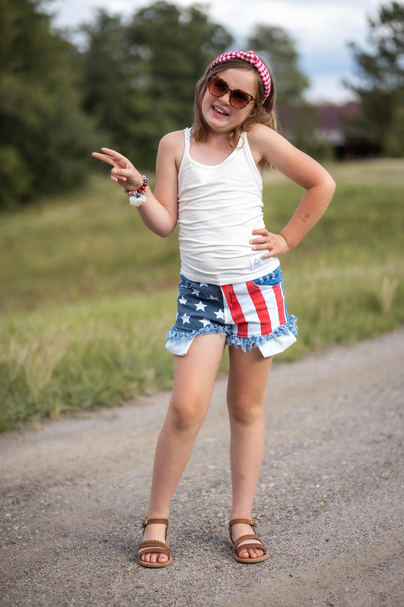 [Stars + Stripes] Frayed Denim Shorts