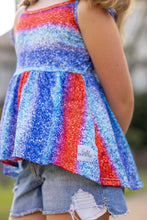 Load image into Gallery viewer, [Striped Sparkles] Peplum w/ Tie Straps + Faux Glitter
