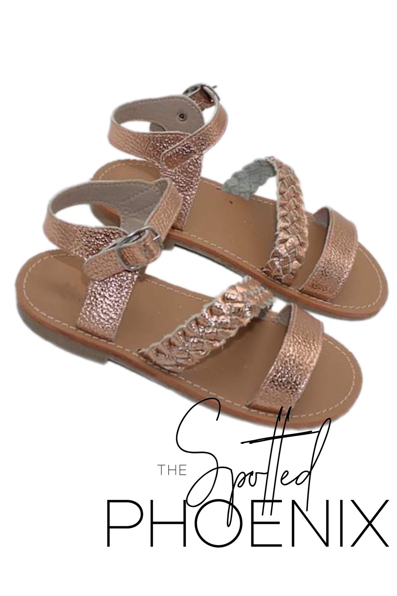 [Rose Gold] Slanted Braid Sandals