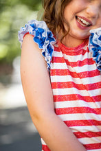 Load image into Gallery viewer, [Red Stripes w/ Blue Stars] Ruffle Tank
