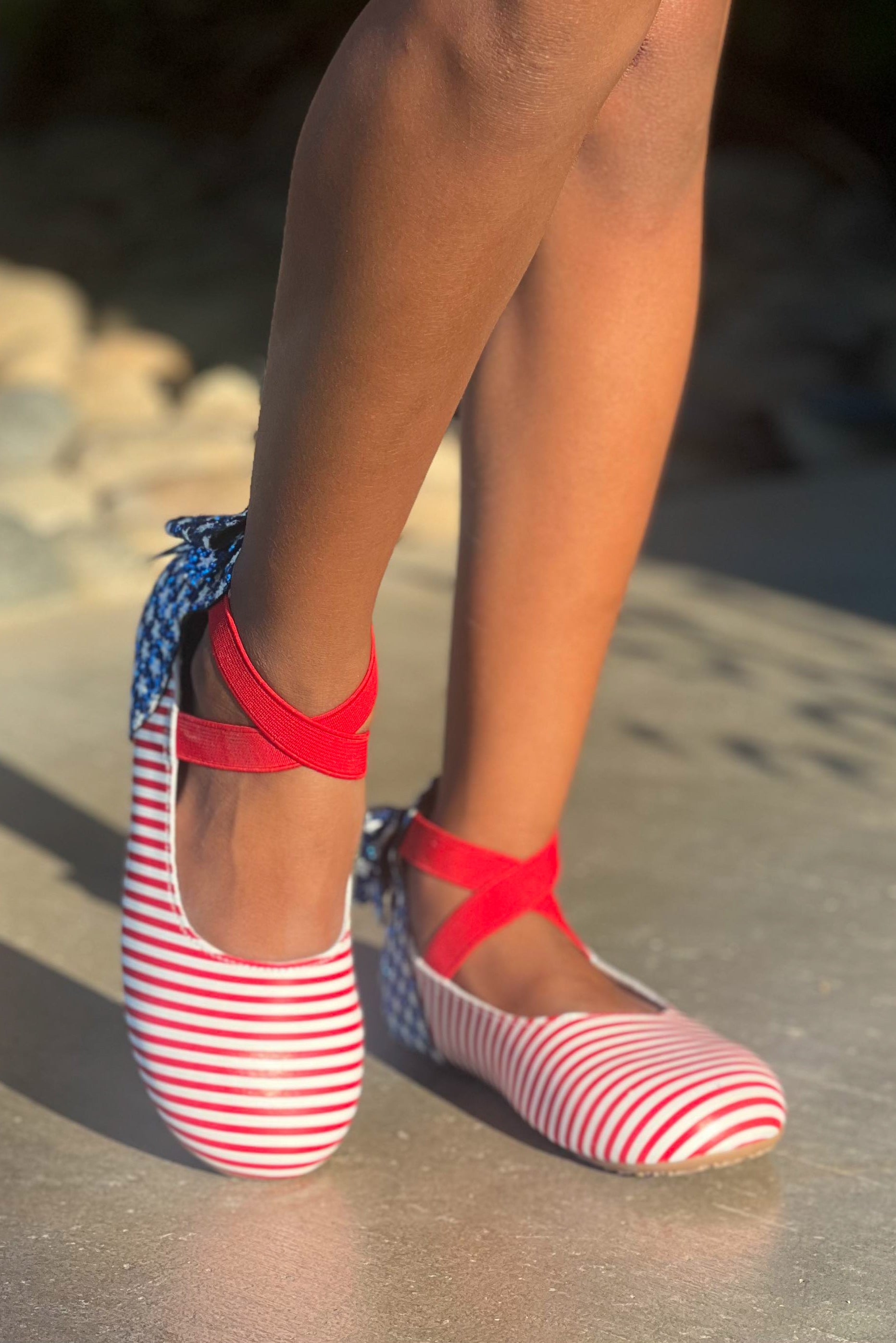 [Stars + Stripes] Back Bow Ballet Flats