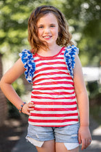 Load image into Gallery viewer, [Red Stripes w/ Blue Stars] Ruffle Tank
