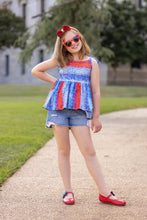 Load image into Gallery viewer, [Striped Sparkles] Peplum w/ Tie Straps + Faux Glitter
