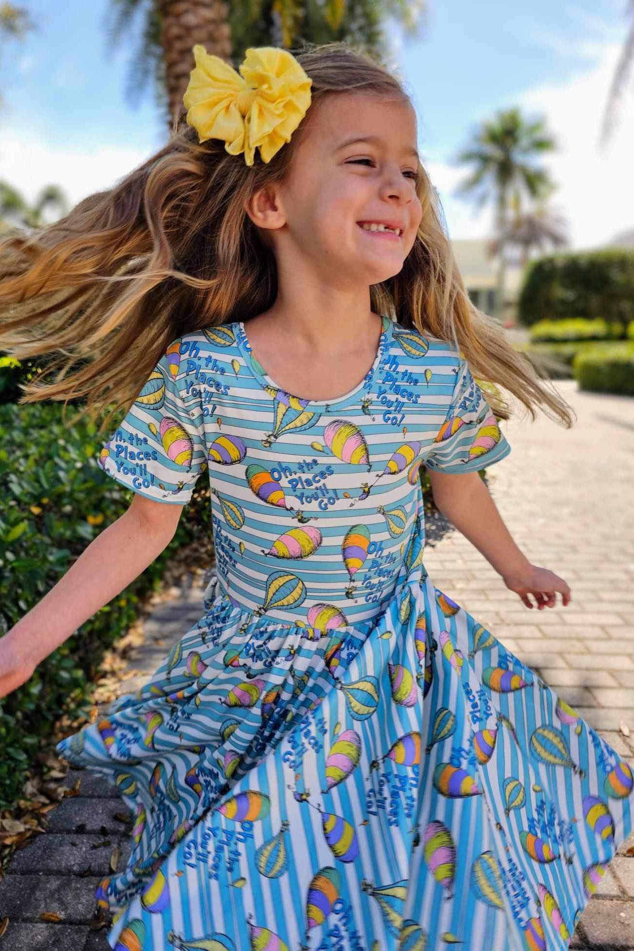 [Oh, The Places You'll Go] Teal Stripe Twirl Dress