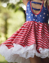 Load image into Gallery viewer, [Diamonds in the Sky] Faux Glitter LOVED Twirl Dress 12T
