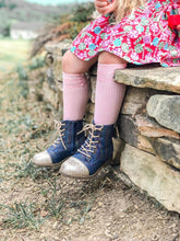 Load image into Gallery viewer, [Rainbow Denim + Gold Glitter Toe] Boots
