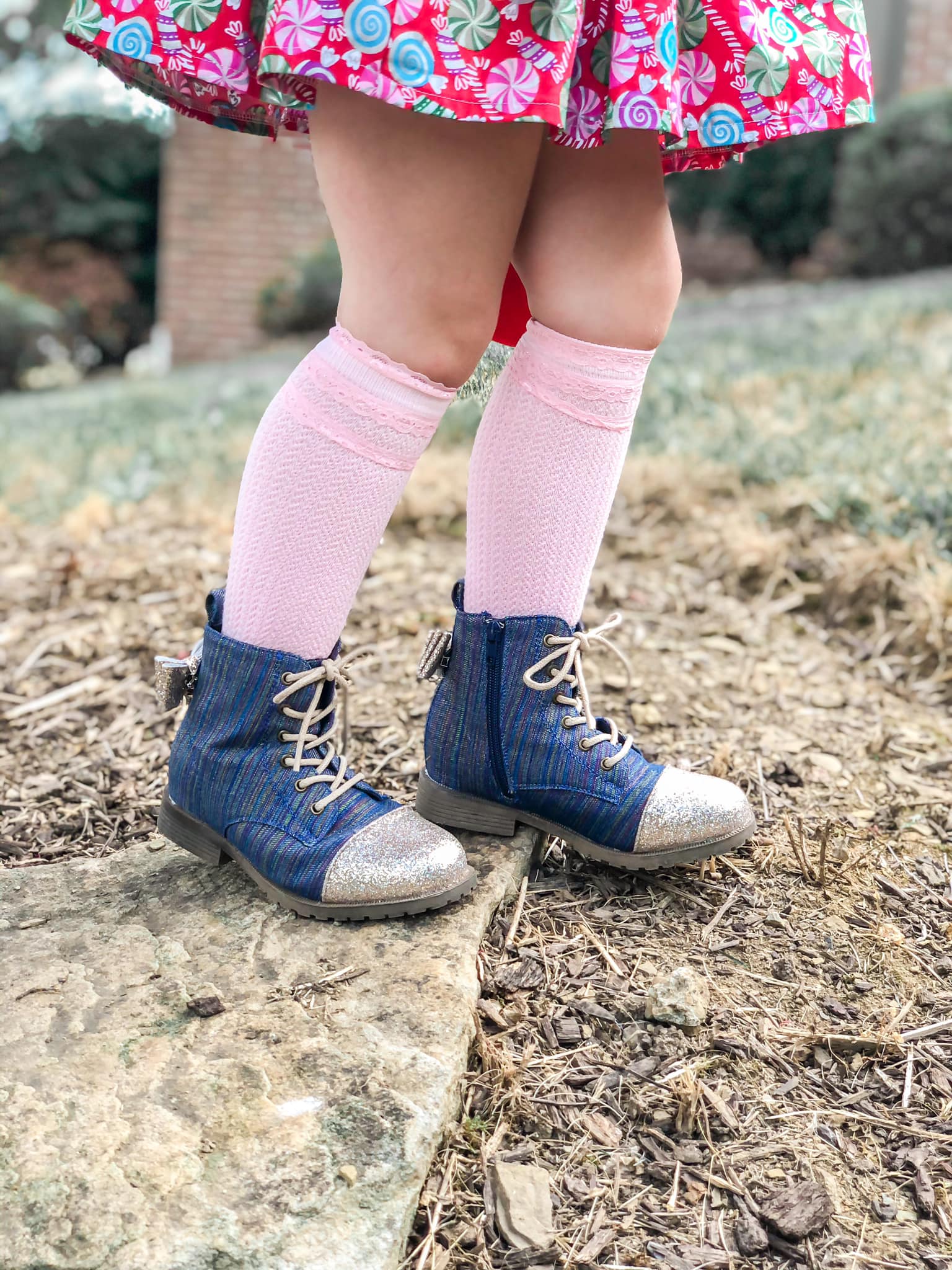 [Rainbow Denim + Gold Glitter Toe] Boots