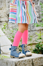 Load image into Gallery viewer, [Rainbow Denim + Gold Glitter Toe] Boots
