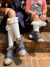 Load image into Gallery viewer, [Rainbow Denim + Gold Glitter Toe] Boots
