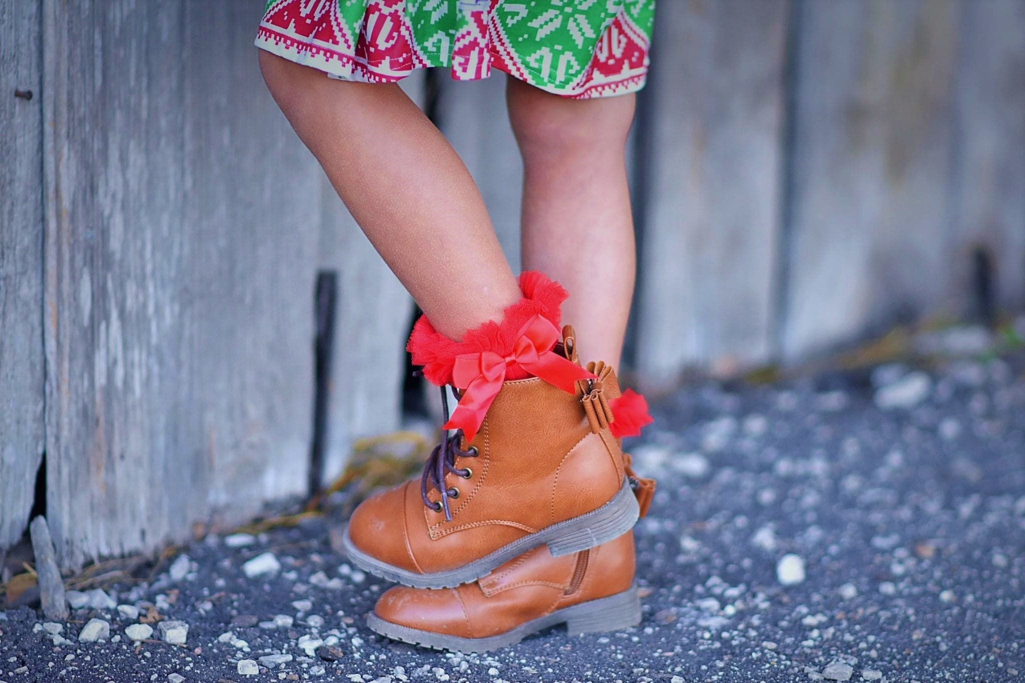 [Red Tulle w/ Silk Bow] Socks
