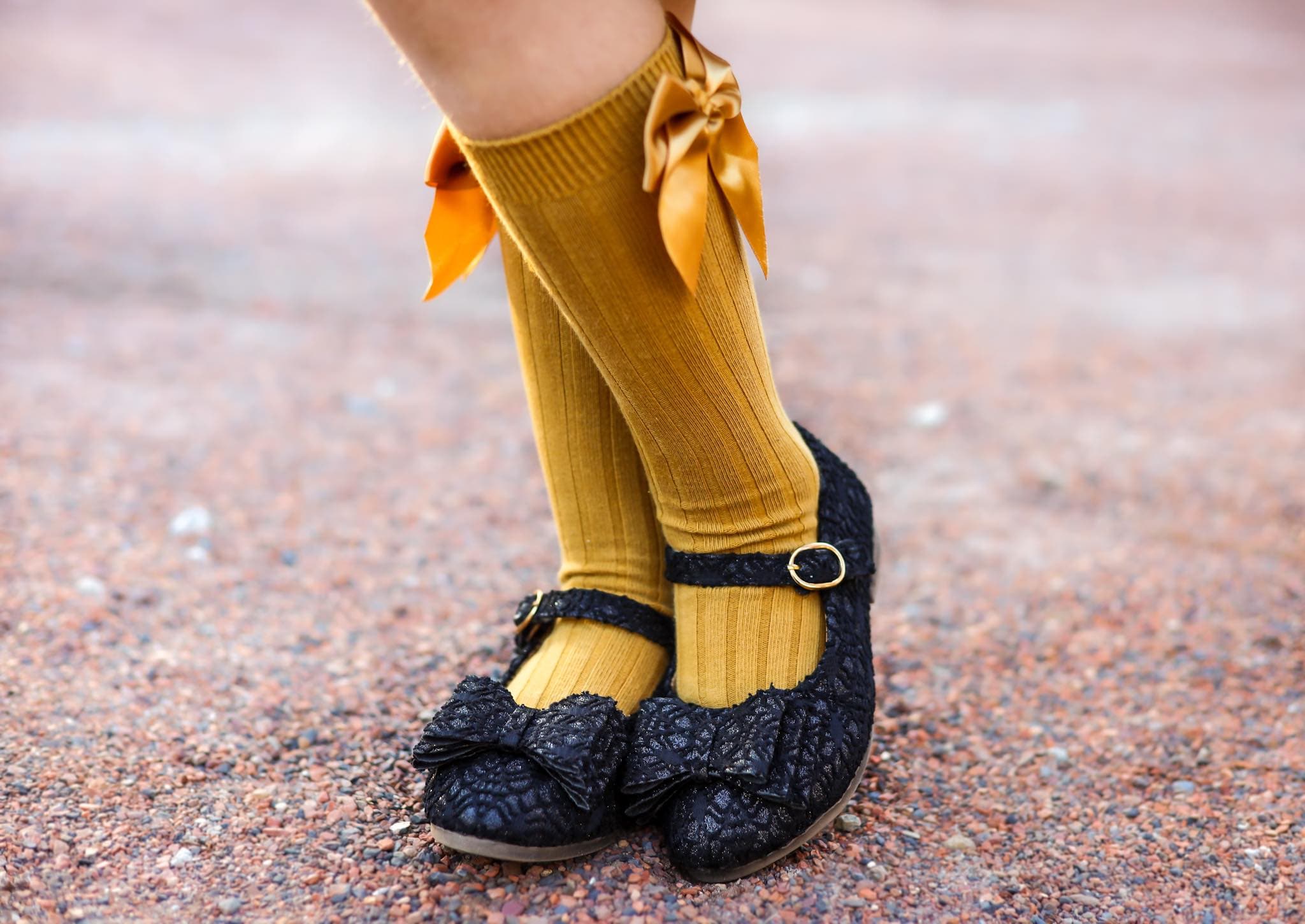 [Black Glitter Crochet] Bow Shoes