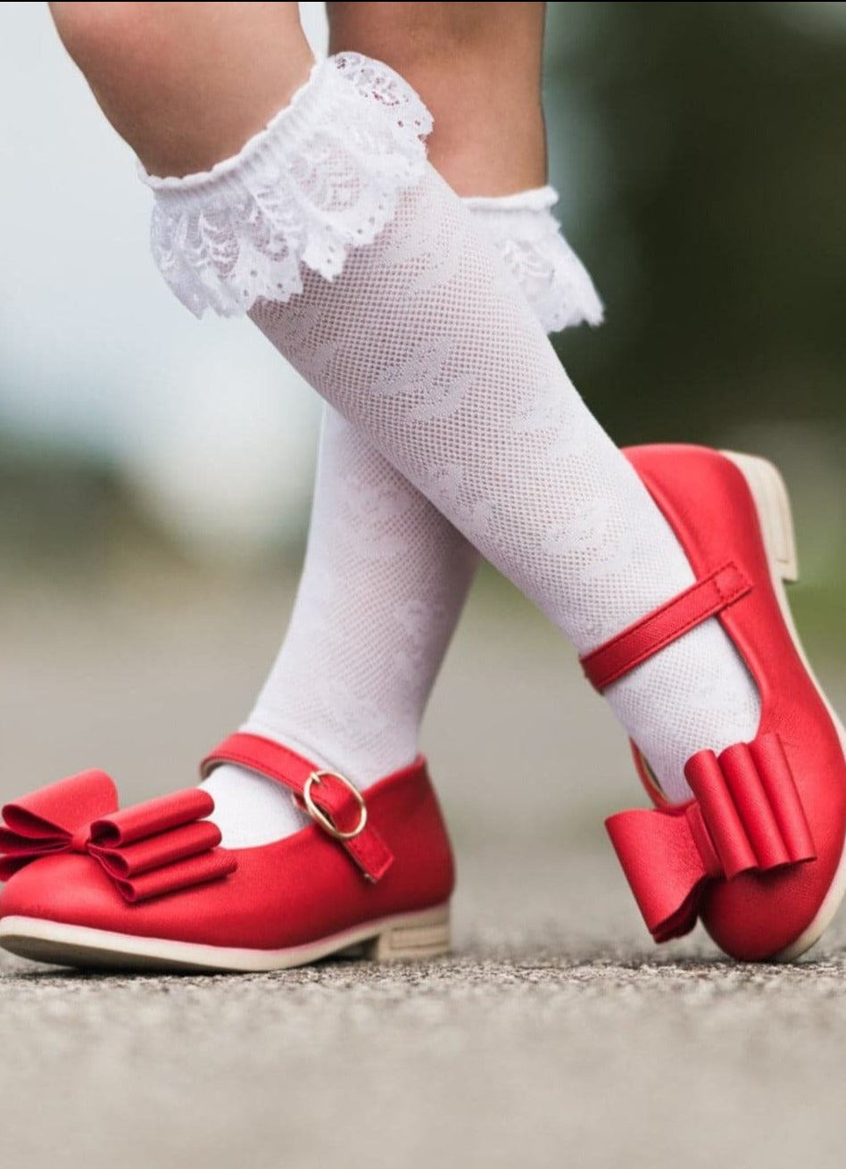 [White + Lace Trim] Tall Socks