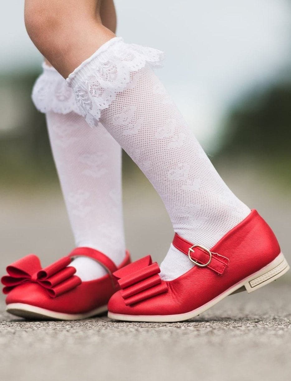 [White + Lace Trim] Tall Socks