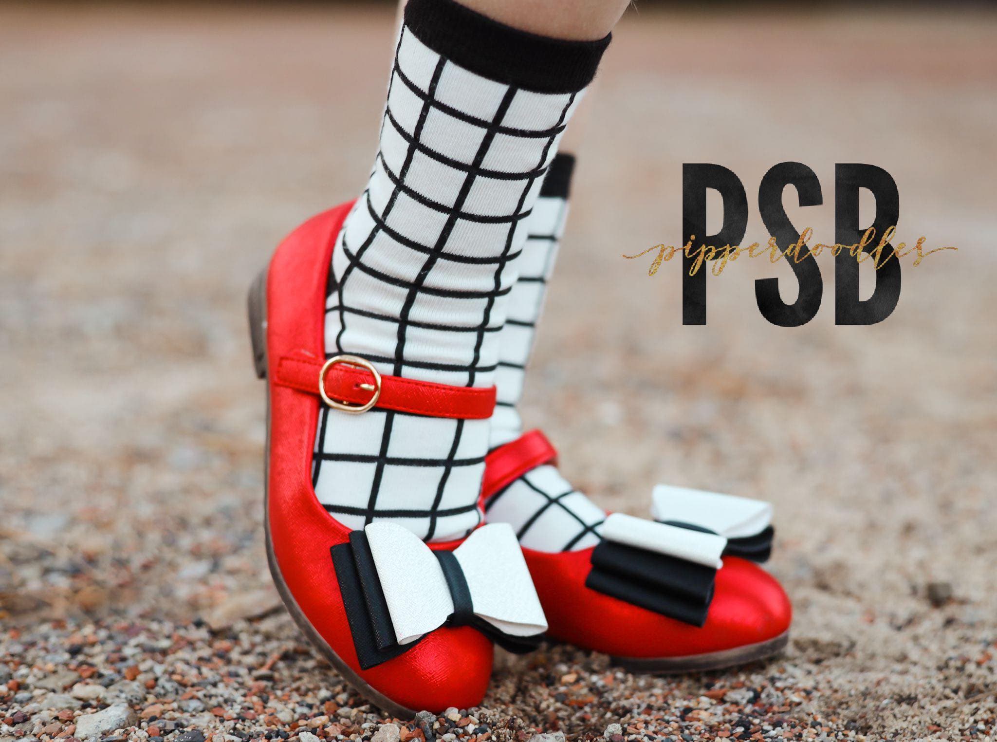 [Red, White + Black] Bow Shoes