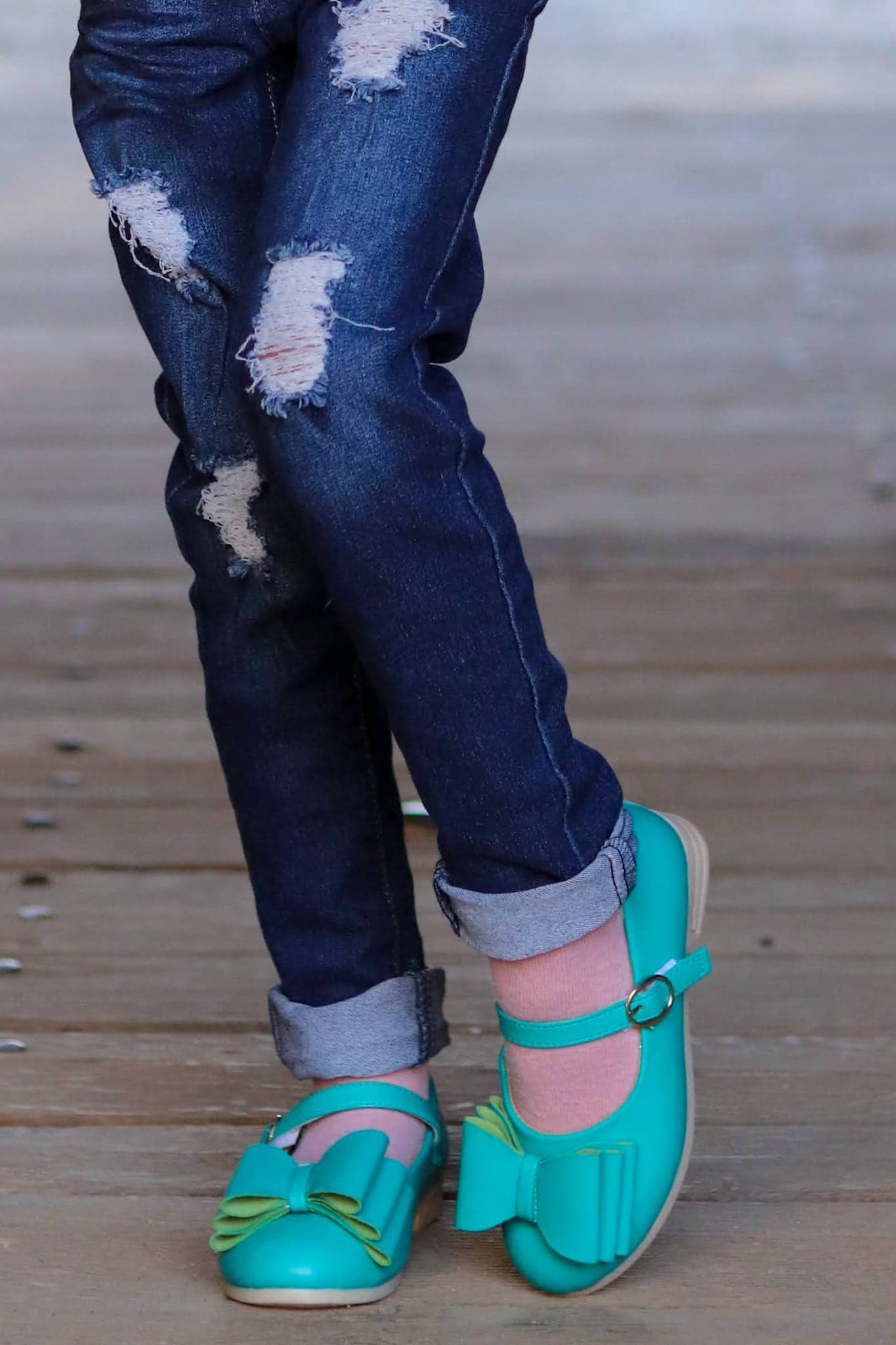 [Turquoise] Bow Shoes