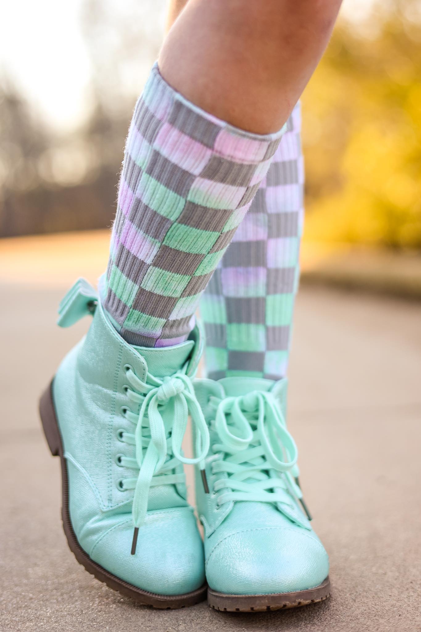 [Pastel Check] Tall Socks