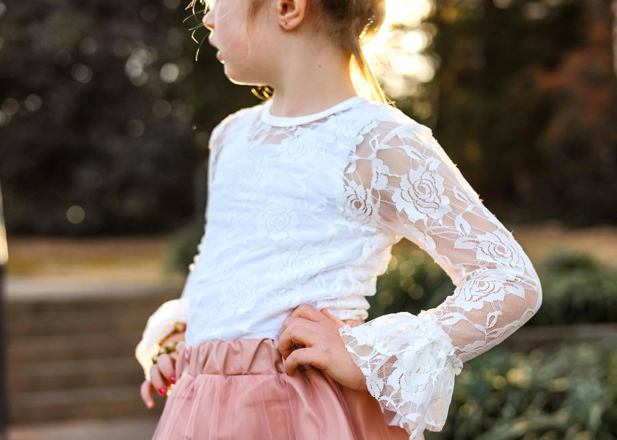 [Ivory Lace] Sheer Lace Top w/ Ruffles