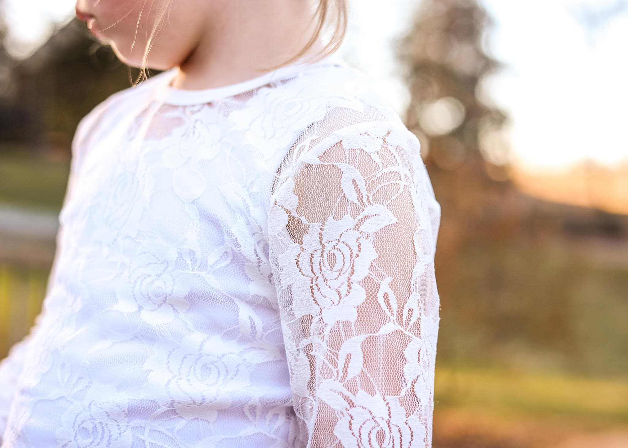 Sheer lace top - White - Ladies
