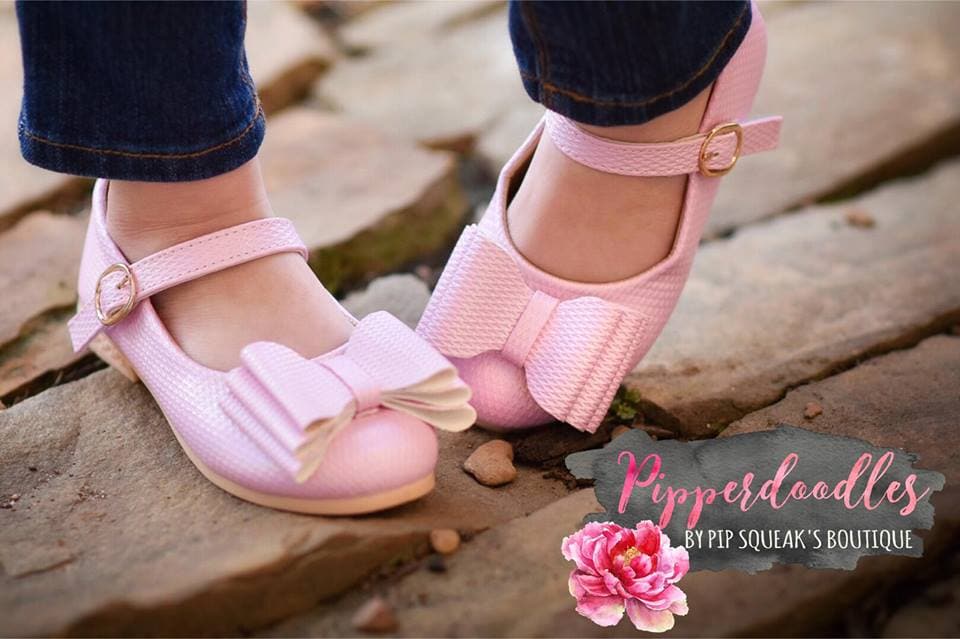 [Textured Light Pink] Bow Shoes