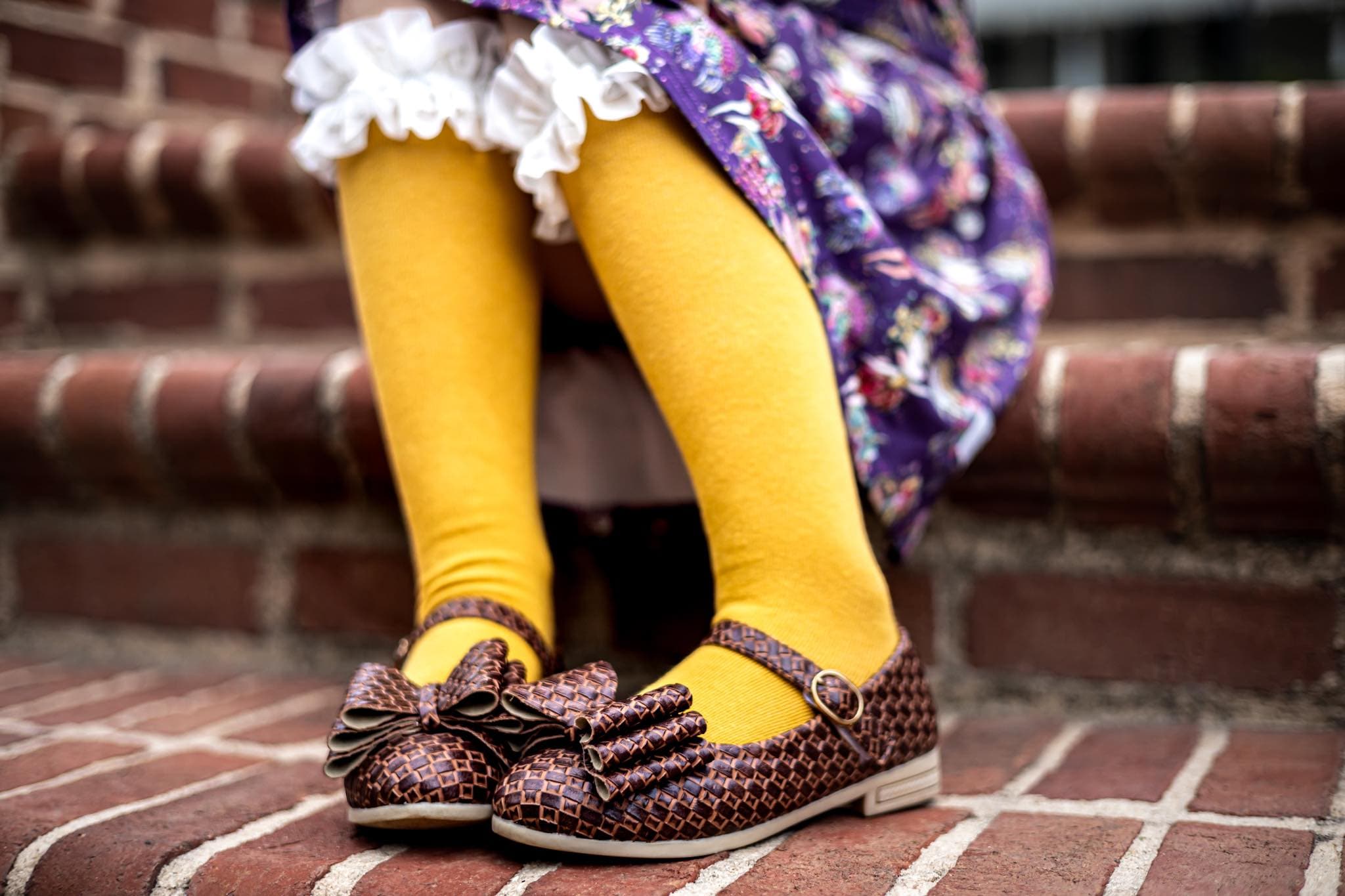 [Brown Basket Weave] Bow Shoes
