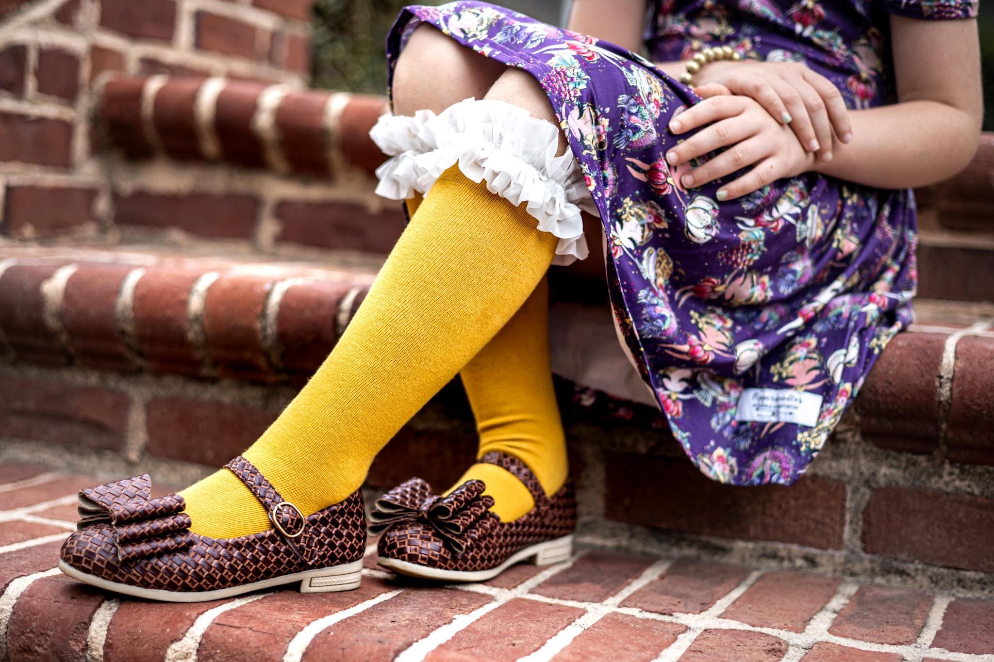 [Brown Basket Weave] Bow Shoes