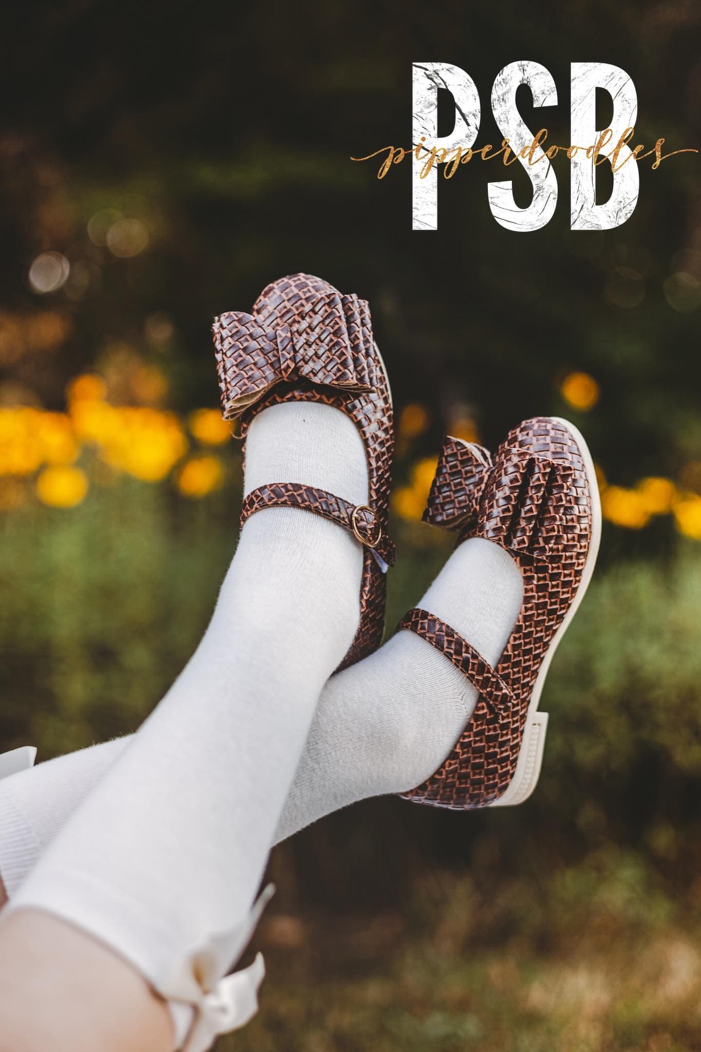 [Brown Basket Weave] Bow Shoes
