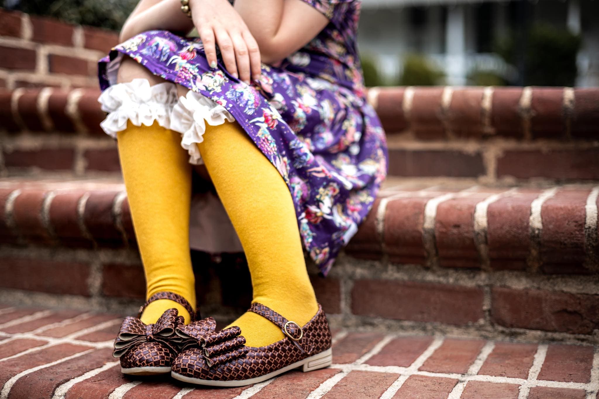 [Brown Basket Weave] Bow Shoes
