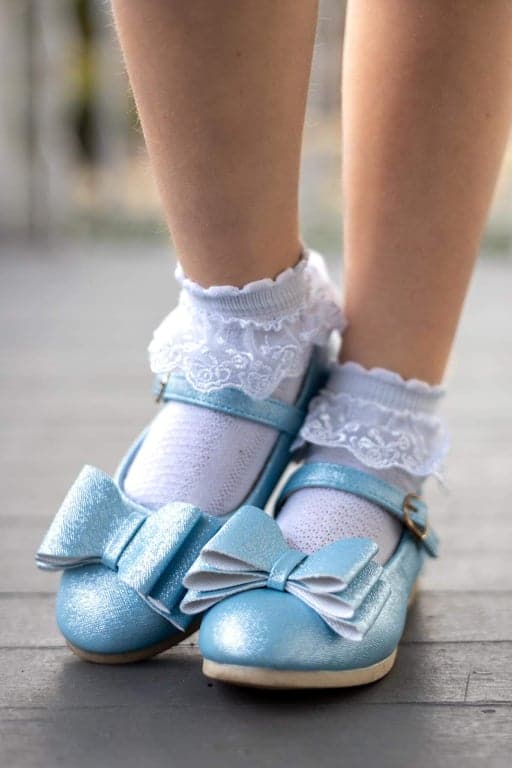[Light Blue Shimmer] Bow Shoes