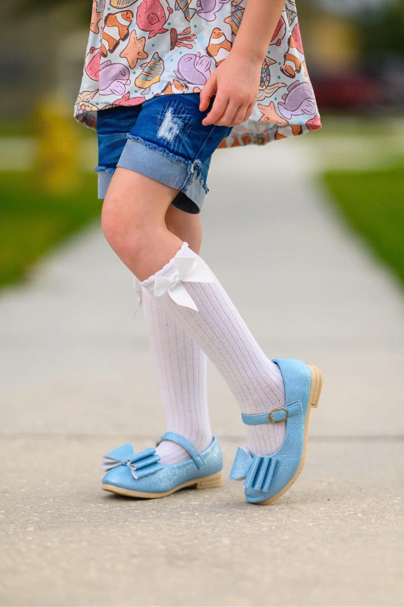 [Light Blue Shimmer] Bow Shoes