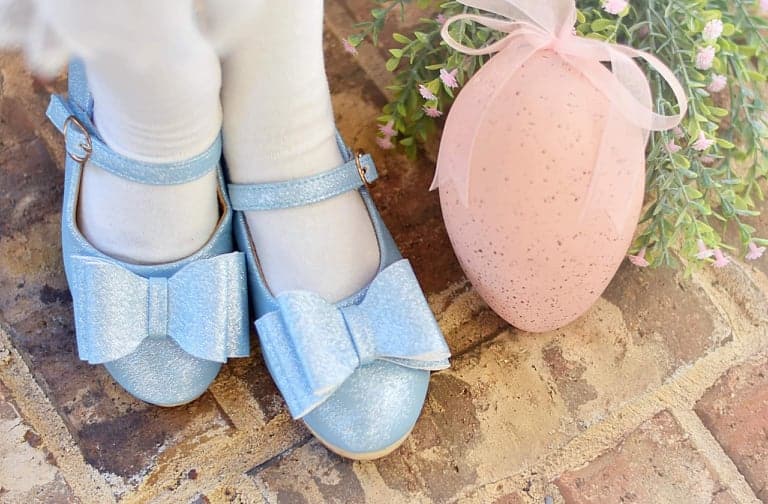 [Light Blue Shimmer] Bow Shoes