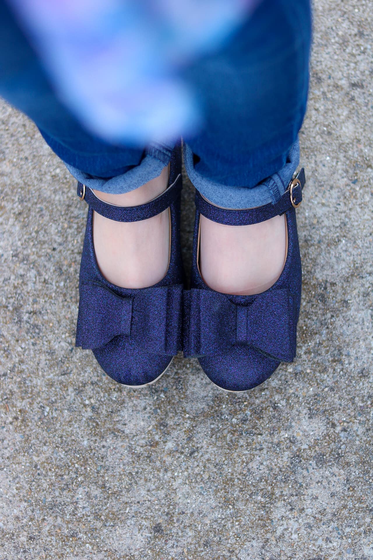 [Navy Glitz] Bow Shoes