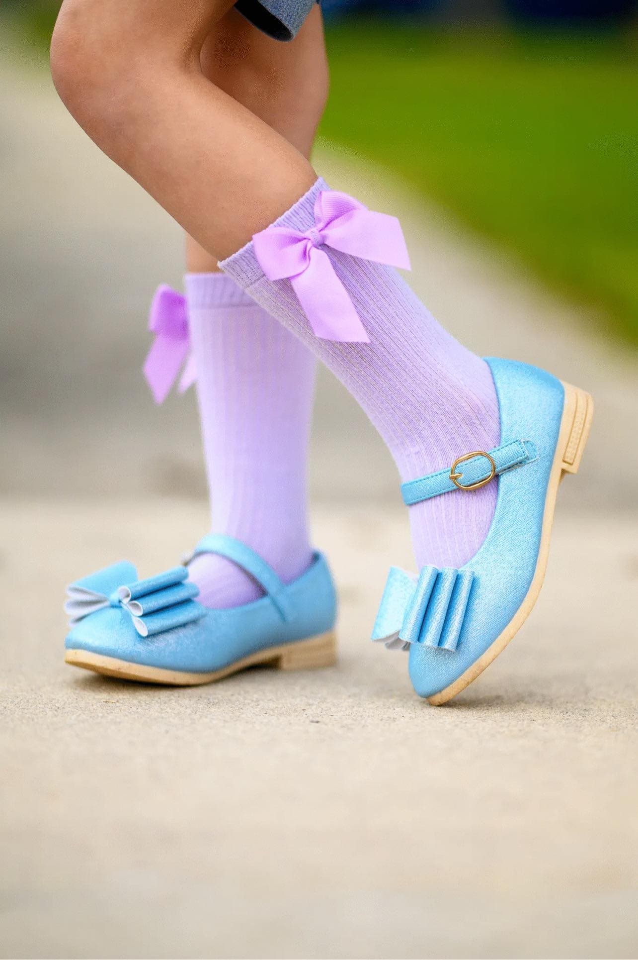 [Light Blue Shimmer] Bow Shoes