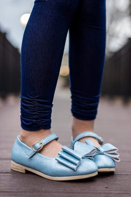 [Light Blue Shimmer] Bow Shoes