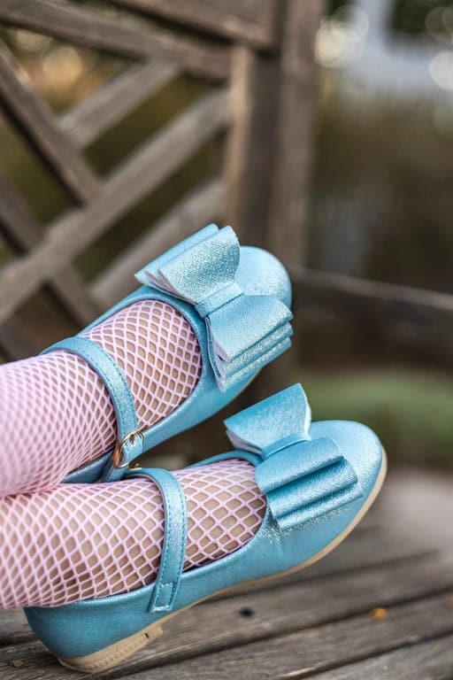 [Light Blue Shimmer] Bow Shoes