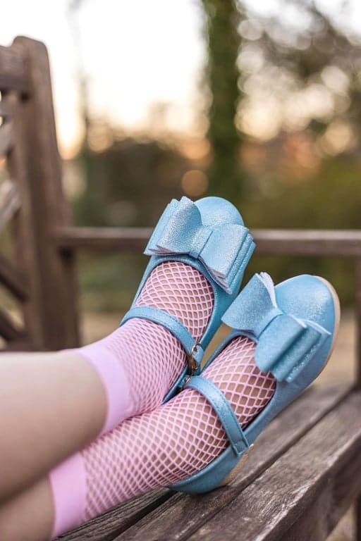 [Light Blue Shimmer] Bow Shoes