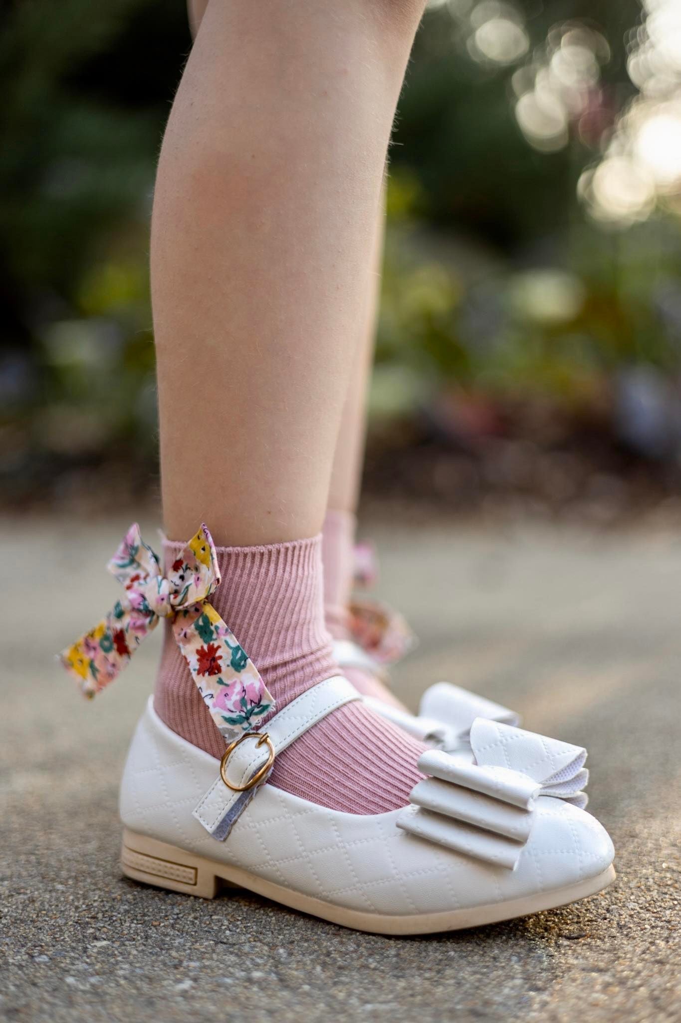 [White Quilted] Bow Shoes