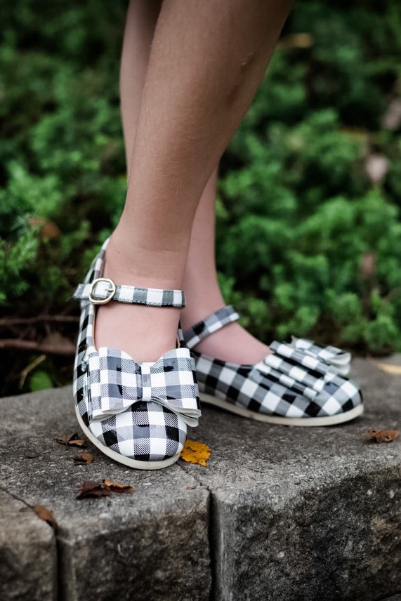 [White Buffalo Plaid] Bow Shoes