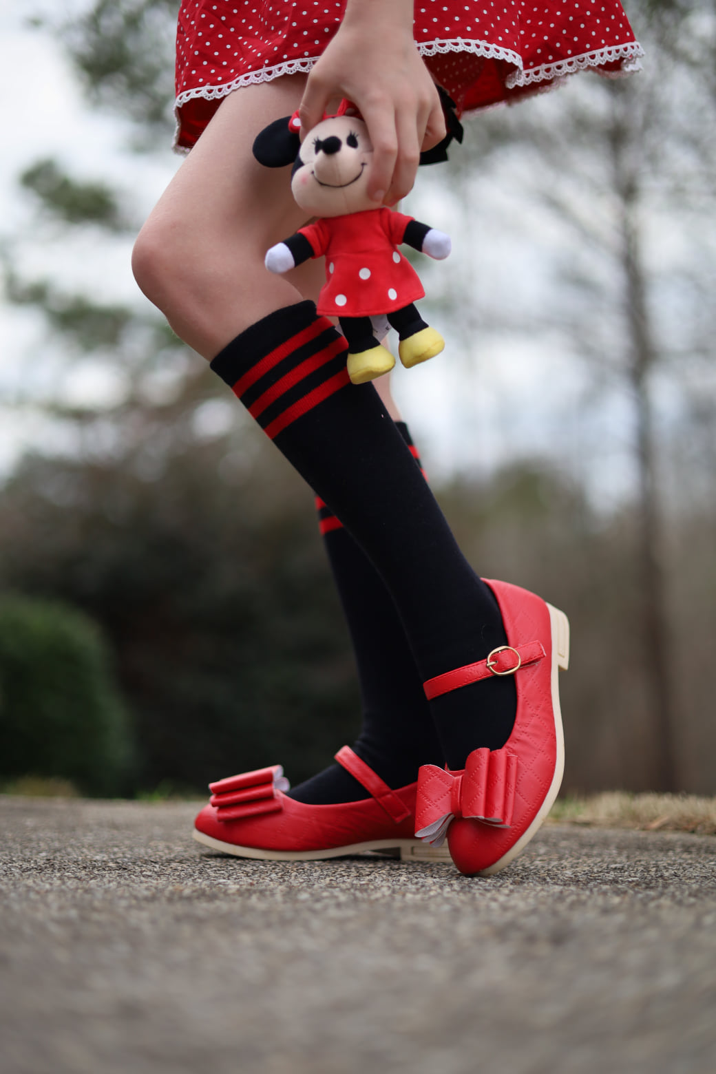 [Red Quilted] Bow Shoes