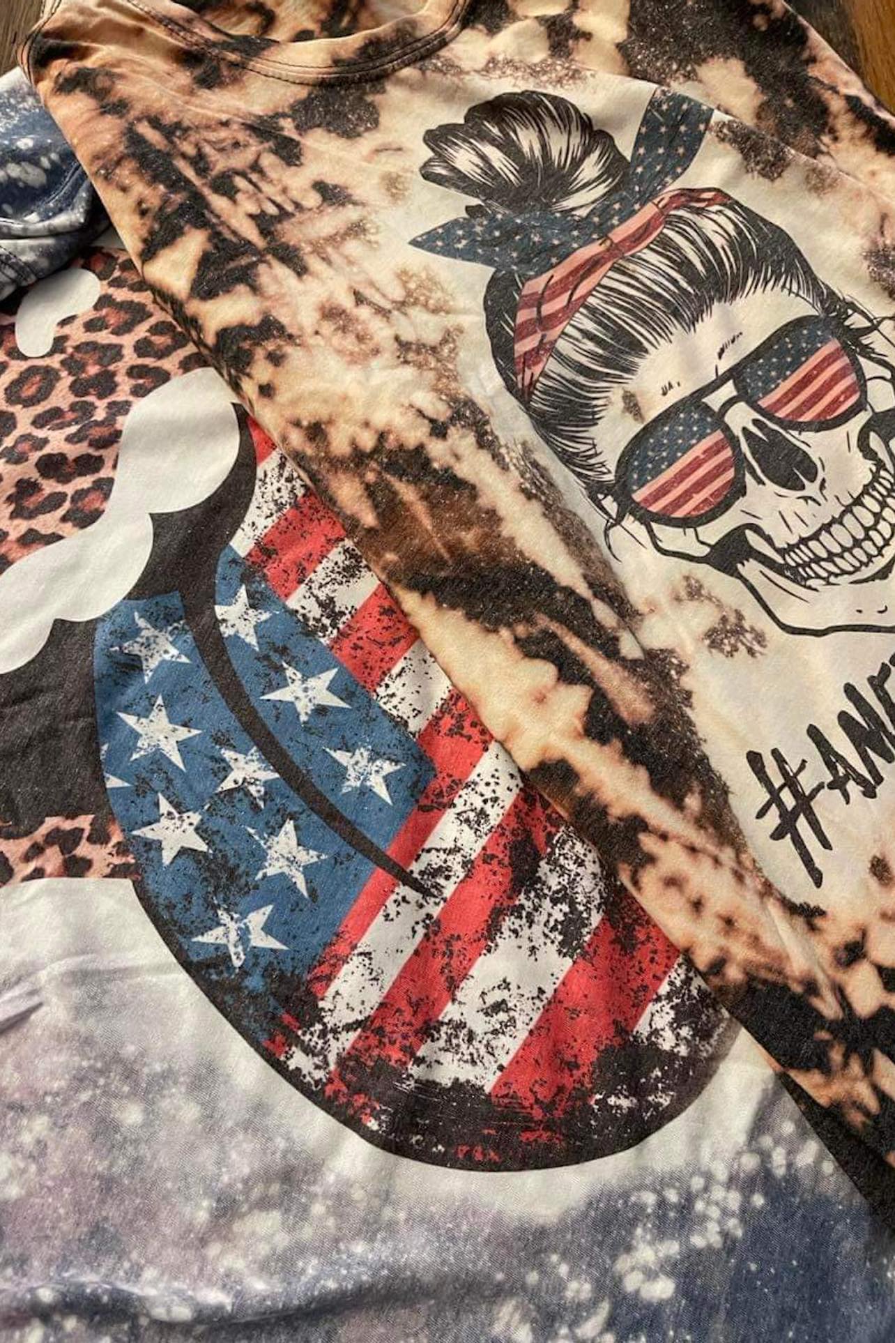 [RWB + Leopard Baddie] Hand Bleached Tee Shirt