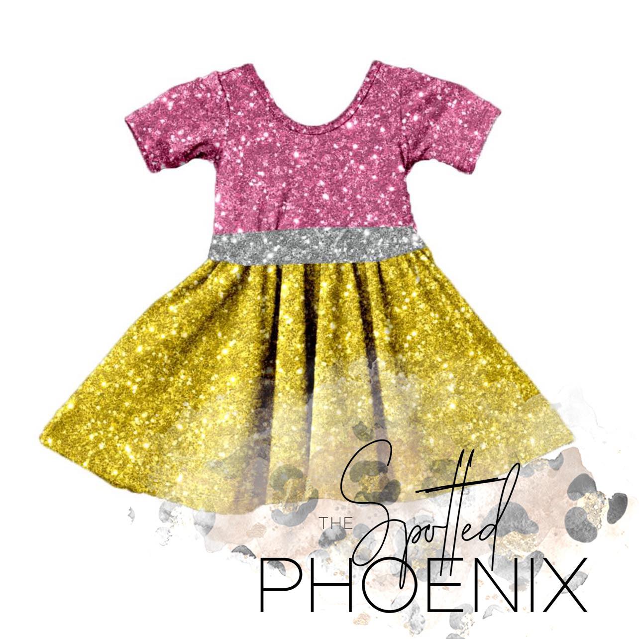 [No. 2 Glitz] Dress w/ Faux Glitter