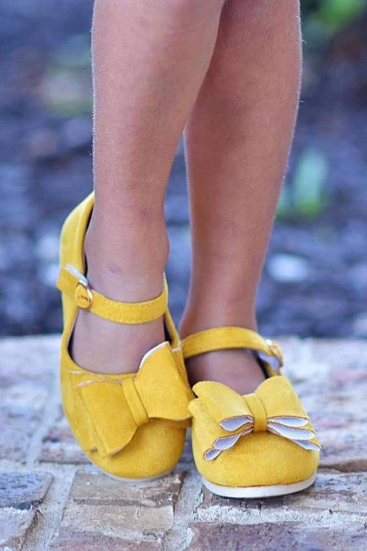 [Mustard Suede] Bow Shoes