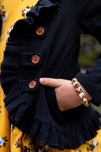 Load image into Gallery viewer, [Black Ribbed] High Low Ruffle Cardi
